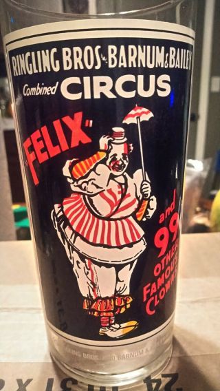 Ringling Brothers Circus Pepsi Glass Felix The Clown With Red Letters