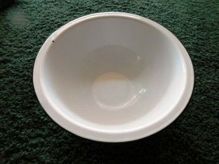 Vintage Large Porcelain Enamel Pan 10 - 3/4 X4 " Wash Basin Bowl White W/black Rim