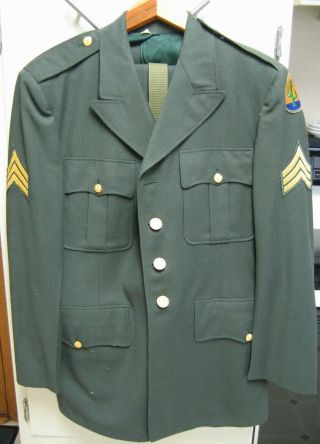 Vintage Us Army Dress Uniform Military Green 41 Regular With Pants And Belt