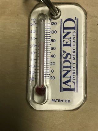 Vintage Lands’ End Advertising Thermometer Key Chain W/ Chill Factor Chart