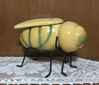 Vintage 1950s Ceramic Honey Bumble Bee Jar Dish Stand W/ Lid