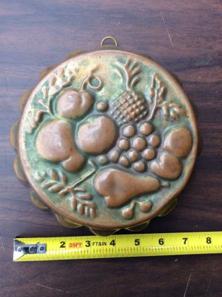 Antique 7 - 3/4 Inch Copper Jelly Cake Mould Mold Tin Lined Fruit