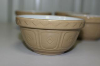 Mason Cash England Small Brown Pottery Stoneware Cane Bowl Set (4) 4.  5” X 2.  5”