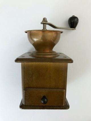 Vintage American Coffee Mill Grinder Wood Collectible Brown Antique