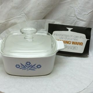 Corning Ware Range & Microwave Dish With Lid 1 1/2 Quart Blue Cornflower