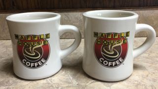 2 Waffle House Diner Style Coffee Mug Cups Restaurant Ware Thick Heavy