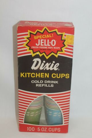 Vintage Dixie Cups Refill Box Of 100 Count 5 Oz Classic Design 1960 