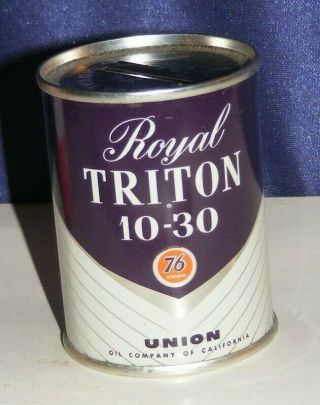 Triton Royal Motor Oil Can Bank Metal 4 Oz.  Size 76 Union Oil Co Of California