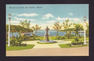 Old Vintage Postcard Of Waterfront Park Bar Harbor Maine Me