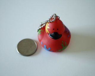 American Heart Association Small Red Splatter Paint Rubber Duck Keychain 20700