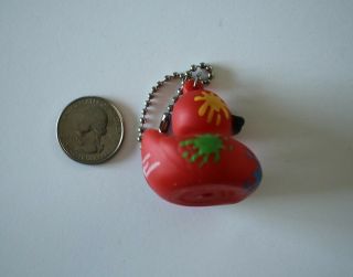American Heart Association Small Red Splatter Paint Rubber Duck Keychain 20700 3