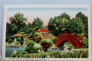 York Ny Middletown Clemson Park Japanese Garden Postcard Old Vintage Card Pc