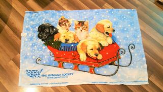 The Humane Society Of The United States Christmas Blanket,  Cats & Dogs,  Nwt.