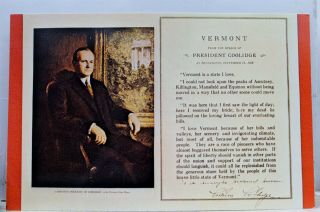 President Calvin Coolidge Vermont Vt Postcard Old Vintage Card View Standard Pc