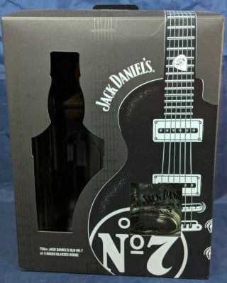 Jack Daniels Gift Set Guitar Box,  2 Rocks Glasses.  Bar / Mancave.  No Bottle