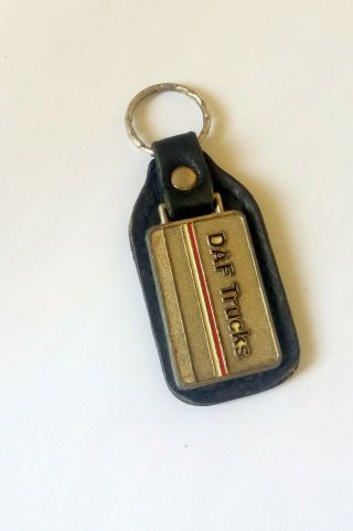 Vintage Keychain Daf Trucks Key Ring Metal And Leather