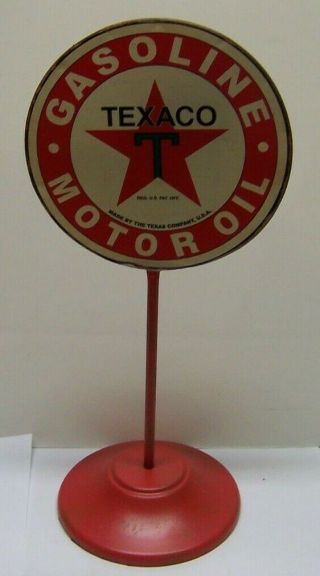 Texaco Fire Chief Gasoline Motor Oil Gas Pump Metal Sign Stand
