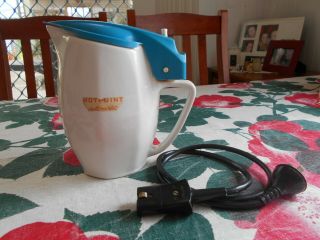 Vintage Retro Hotpoint Automatic Electric Jug Kettle With Blue Lid & Cord 1970s