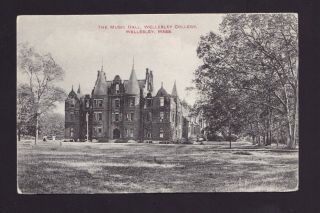 Old Vintage Postcard Of Music Hall Wellesley Ma College