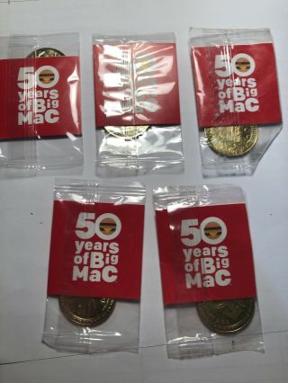 Rare “ 50 Years Of Big Mac “ Coins Set Of 5 Also Good For A Big Mac
