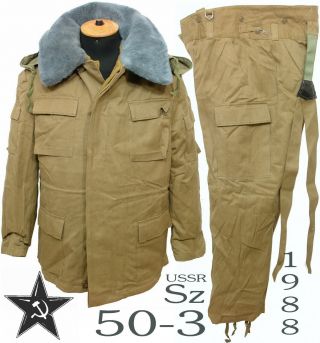 1988 Sz 50 - 3 Winter Cotton Afghanka Soviet Sand Camo Field Uniform Afhanka