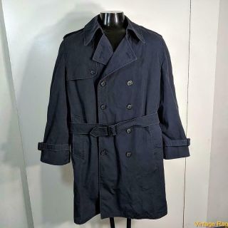 1990 Military Vtg Us Army Long Raincoat Trench Coat Mens Size L 42s Short Blue