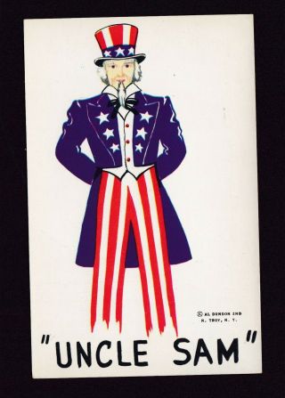 Old Vintage Postcard Of Uncle Sam By Al Dundon North Troy Ny