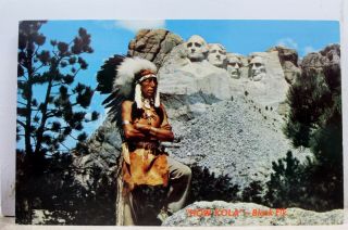 South Dakota Sd Mt Rushmore Black Elk Sioux Warrior Postcard Old Vintage Card Pc