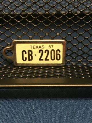 1957 Texas Dav Mini License Plate Tag Keychain Charm Vintage Veteran