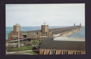 Old Vintage Postcard Of Navy Pier And University Of Illinois Chicago