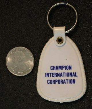 Champion International Corporation Paper Company White Keychain Key Ring 21634