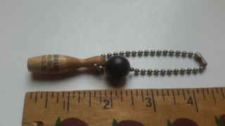 Vintage Wood Bowling Pin and ball Keychain St.  Clair Lanes St.  Clairsville Ohio 3