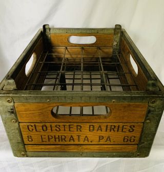 Vintage Cloister Milk Co Ephrata Pa Dairy Wood & Metal Crate Erie Crate