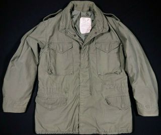 Vtg Us Army Issue M - 65 Og 107 Cold Weather Field Coat Jacket Size Medium R Men 