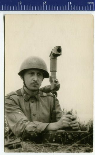 Photo Ussr Soviet Army Military Exercises,  Spyglass,  Helmet,  Uniform - Rare