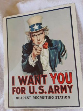 Vintage Uncle Sam I Want You For U.  S.  Army 1968 Recruiting Poster 11x14