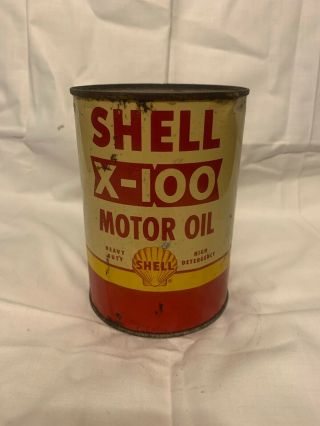 Early Shell X - 100 Motor Oil Quart Metal Can