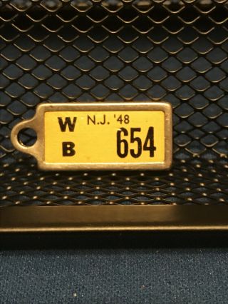 1948 Jersey Dav Mini License Plate Tag Keychain Charm Vintage Veteran