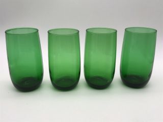 4 Vtg Anchor Hocking Roly Poly Forest Green 5 " Flat Iced Tea Water Glasses 13oz