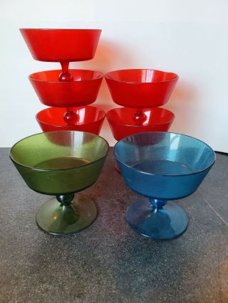 Vintage Boontonware Colorful Plastic Pedestal Dessert Dishes