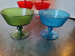 Vintage Boontonware colorful plastic pedestal dessert dishes 2
