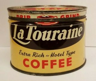1/2 Lb.  La Touraine Coffee Can Tin With Lid