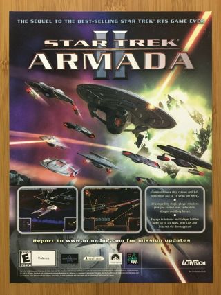 Star Trek Armada Ii 2 Pc 2001 Vintage Print Ad/poster Official Big Box Promo Art