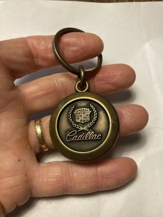 Vintage Cadillac Brass Medallion Key Ring Or Keychain