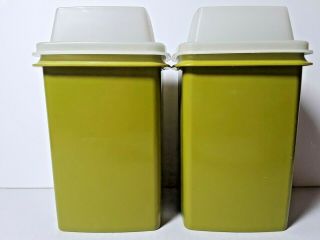2 Vintage 70s Tupperware Pick - A - Deli Pickle Olive Keepers Avocado Green 1330