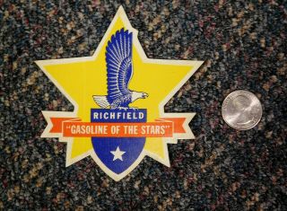 Vintage Richfield Oil Co Sticker Decal Eagle - Star