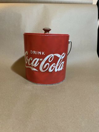 Coke / Coca Cola Vintage Large Metal Insulated Tin Cooler Wood Top And Handel