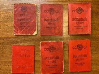 Vintage Set Of 6 Army Military Id Ticket Document Ussr Soviet Russian