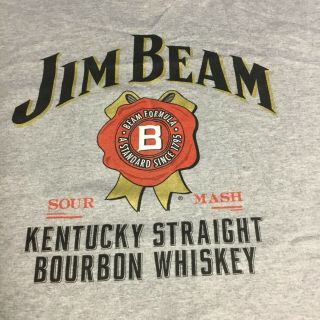 Jim Beam Kentucky Straight Bourbon Whiskey 2 Sided Pocket Gray T - Shirt Large Euc