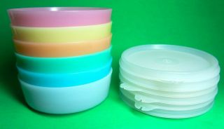 Vintage Tupperware Pastel Little Wonders Set Of 6 Bowls/6 Lids 1286